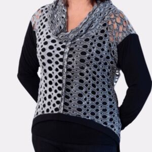 Joseph Ribkoff Black and Gray Open-Knit Sweater